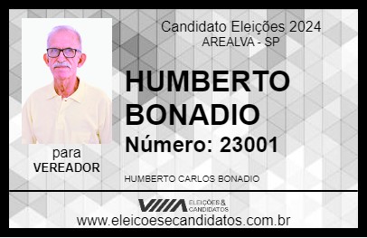 Candidato HUMBERTO BONADIO 2024 - AREALVA - Eleições