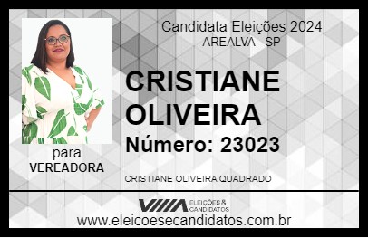 Candidato CRISTIANE OLIVEIRA 2024 - AREALVA - Eleições