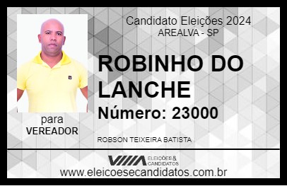 Candidato ROBINHO DO LANCHE 2024 - AREALVA - Eleições