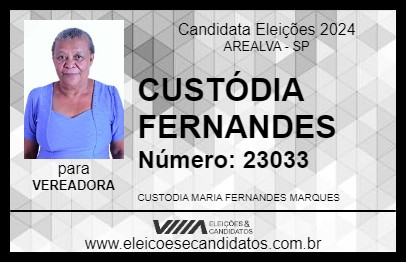 Candidato CUSTÓDIA FERNANDES 2024 - AREALVA - Eleições