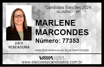 Candidato MARLENE MARCONDES 2024 - ALUMÍNIO - Eleições