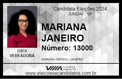 Candidato MARIANA JANEIRO 2024 - JUNDIAÍ - Eleições