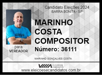 Candidato MARINHO COSTA COMPOSITOR 2024 - BARRA BONITA - Eleições