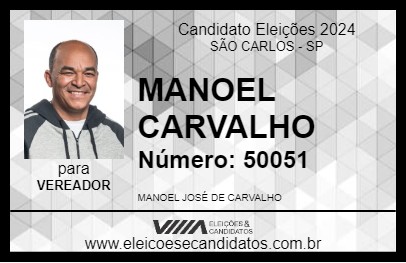 Candidato MANOEL CARVALHO 2024 - SÃO CARLOS - Eleições