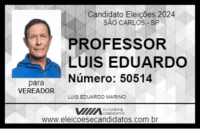 Candidato PROFESSOR LUIS EDUARDO 2024 - SÃO CARLOS - Eleições