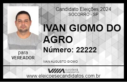 Candidato IVAN GIOMO DO AGRO 2024 - SOCORRO - Eleições