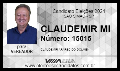 Candidato CLAUDEMIR MI 2024 - SÃO SIMÃO - Eleições