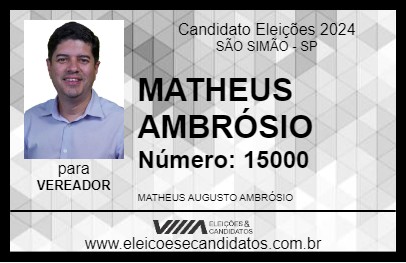 Candidato MATHEUS AMBRÓSIO 2024 - SÃO SIMÃO - Eleições