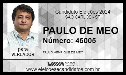 Candidato PAULO DE MEO 2024 - SÃO CARLOS - Eleições