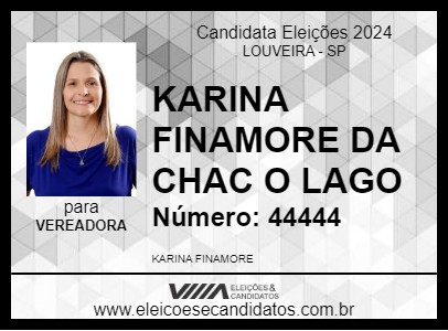 Candidato KARINA FINAMORE DA CHAC O LAGO 2024 - LOUVEIRA - Eleições