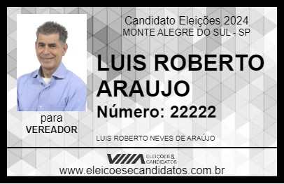 Candidato LUIS ROBERTO ARAUJO 2024 - MONTE ALEGRE DO SUL - Eleições