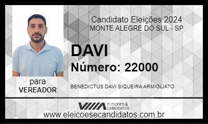 Candidato DAVI 2024 - MONTE ALEGRE DO SUL - Eleições