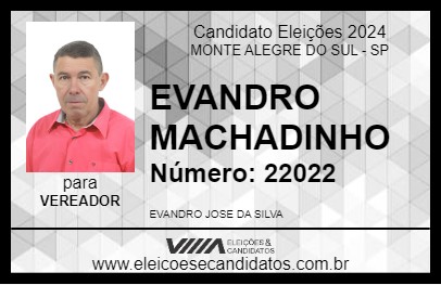 Candidato EVANDRO MACHADINHO 2024 - MONTE ALEGRE DO SUL - Eleições