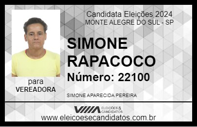 Candidato SIMONE RAPACOCO 2024 - MONTE ALEGRE DO SUL - Eleições