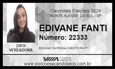 Candidato EDIVANE FANTI 2024 - MONTE ALEGRE DO SUL - Eleições