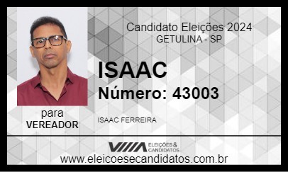 Candidato ISAAC 2024 - GETULINA - Eleições