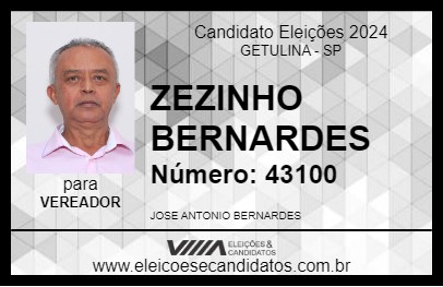 Candidato ZEZINHO BERNARDES 2024 - GETULINA - Eleições