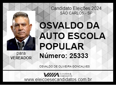 Candidato OSVALDO DA AUTO ESCOLA POPULAR 2024 - SÃO CARLOS - Eleições