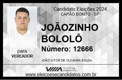 Candidato JOÃOZINHO BOLOLÔ 2024 - CAPÃO BONITO - Eleições