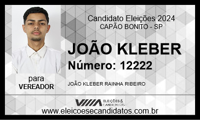 Candidato JOÃO KLEBER 2024 - CAPÃO BONITO - Eleições