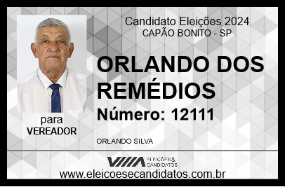 Candidato ORLANDO DOS REMÉDIOS 2024 - CAPÃO BONITO - Eleições