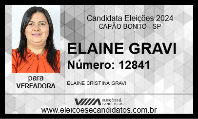 Candidato ELAINE GRAVI 2024 - CAPÃO BONITO - Eleições