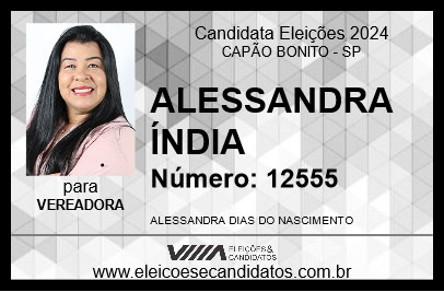 Candidato ALESSANDRA ÍNDIA 2024 - CAPÃO BONITO - Eleições