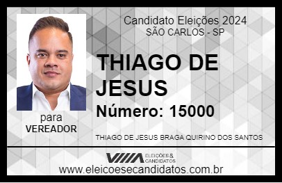 Candidato THIAGO DE JESUS 2024 - SÃO CARLOS - Eleições