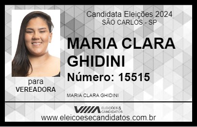 Candidato MARIA CLARA GHIDINI 2024 - SÃO CARLOS - Eleições