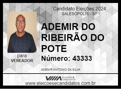 Candidato ADEMIR DO RIBEIRÃO DO POTE 2024 - SALESÓPOLIS - Eleições