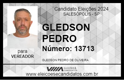 Candidato GLEDSON PEDRO 2024 - SALESÓPOLIS - Eleições