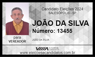 Candidato JOÃO DA SILVA 2024 - SALESÓPOLIS - Eleições