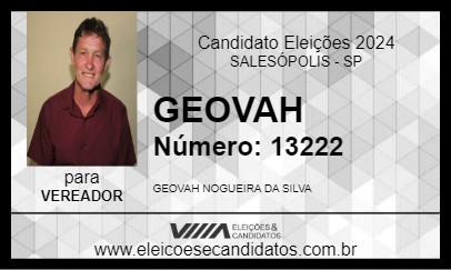 Candidato GEOVAH 2024 - SALESÓPOLIS - Eleições