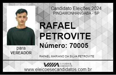 Candidato RAFAEL PETROVITE 2024 - PINDAMONHANGABA - Eleições