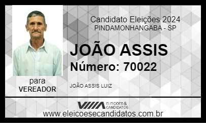 Candidato JOÃO ASSIS 2024 - PINDAMONHANGABA - Eleições