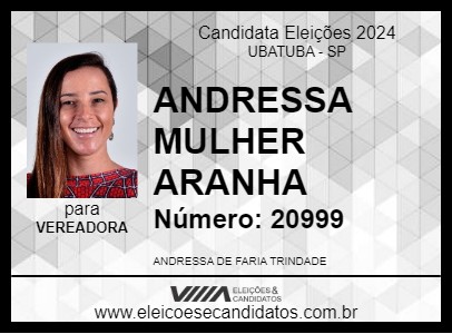 Candidato ANDRESSA MULHER ARANHA 2024 - UBATUBA - Eleições