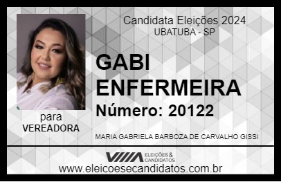 Candidato GABI ENFERMEIRA 2024 - UBATUBA - Eleições