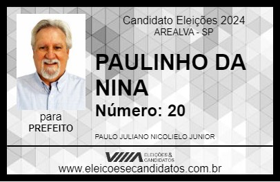 Candidato PAULINHO DA NINA 2024 - AREALVA - Eleições