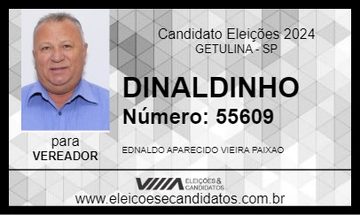 Candidato DINALDINHO 2024 - GETULINA - Eleições