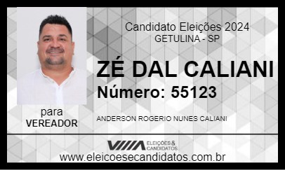 Candidato ZÉ DAL CALIANI 2024 - GETULINA - Eleições