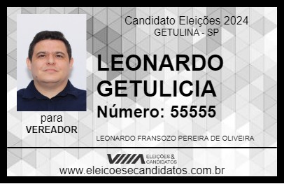 Candidato LEONARDO GETULICIA 2024 - GETULINA - Eleições