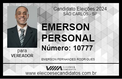 Candidato EMERSON PERSONAL 2024 - SÃO CARLOS - Eleições