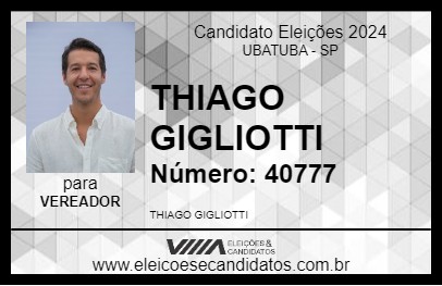 Candidato THIAGO GIGLIOTTI 2024 - UBATUBA - Eleições