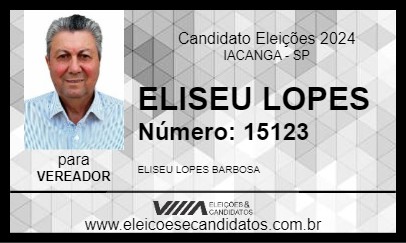 Candidato ELISEU LOPES 2024 - IACANGA - Eleições