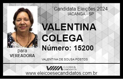 Candidato VALENTINA COLEGA 2024 - IACANGA - Eleições