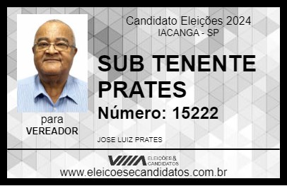 Candidato SUB TENENTE PRATES 2024 - IACANGA - Eleições