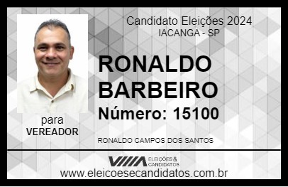 Candidato RONALDO CABELEIREIRO 2024 - IACANGA - Eleições