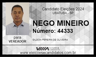 Candidato NEGO MINEIRO 2024 - UBATUBA - Eleições