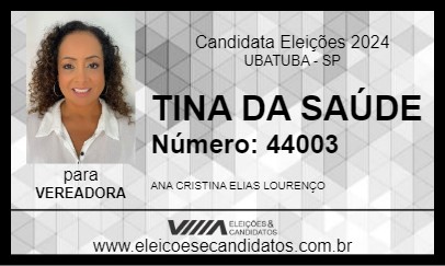 Candidato TINA DA SAÚDE 2024 - UBATUBA - Eleições