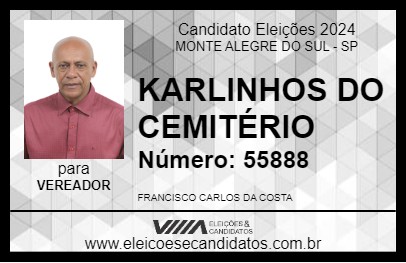 Candidato KARLINHOS DO CEMITÉRIO 2024 - MONTE ALEGRE DO SUL - Eleições